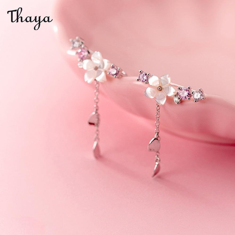 Playful Floral Shell Necklace in Sterling Silver and Gold - Thaya