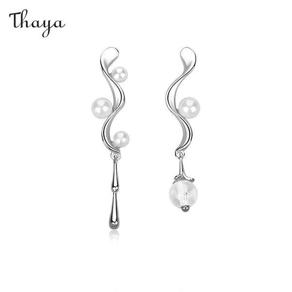 Thaya 925 Silver 24 Solar Terms White Dew Tassel Earrings