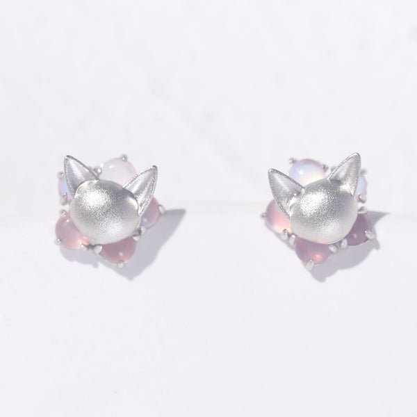 Thaya Flowering Silver Needle Cat Earrings
