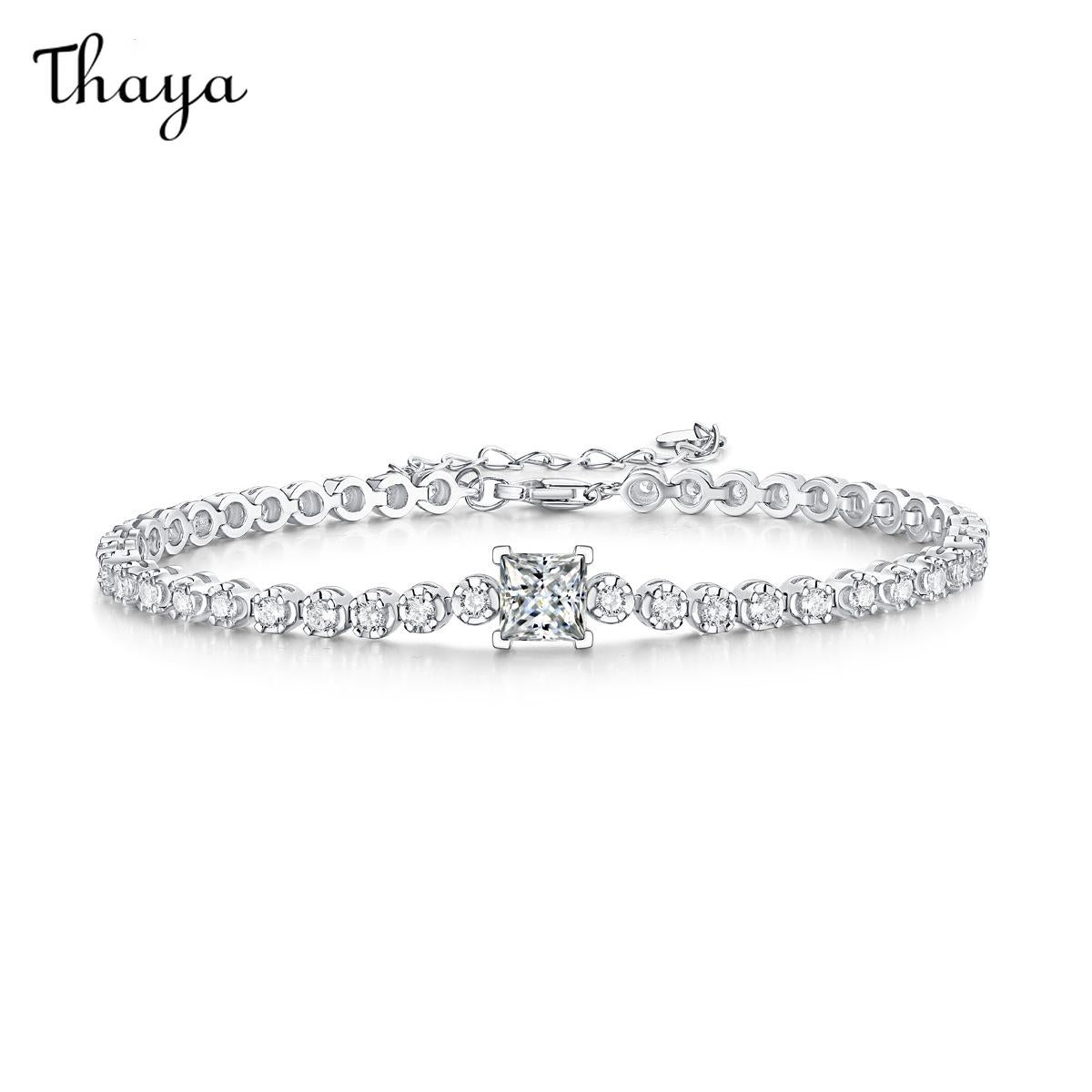 Thaya S925 Silver Moissanite Rubik's Cube Bracelet