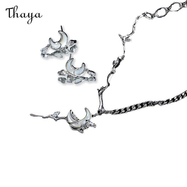 Thaya Moon Rose Necklace & Earrings