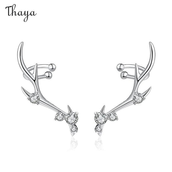 Thaya Diamond-studded Zircon Deer Crown Earrings