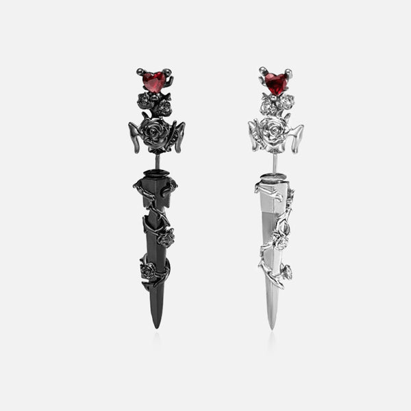 Thaya Unique  Dark Rose Spike Earrings
