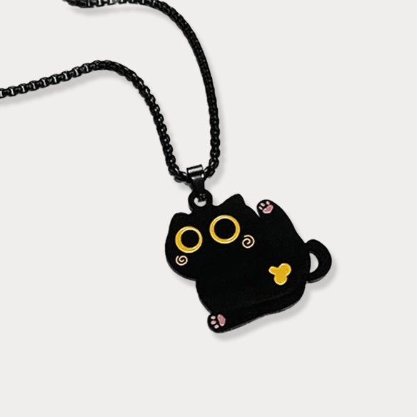 Thaya Black Cat Pendant Necklace