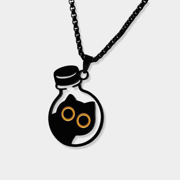 Thaya Cat in Bottle Pendant Necklace