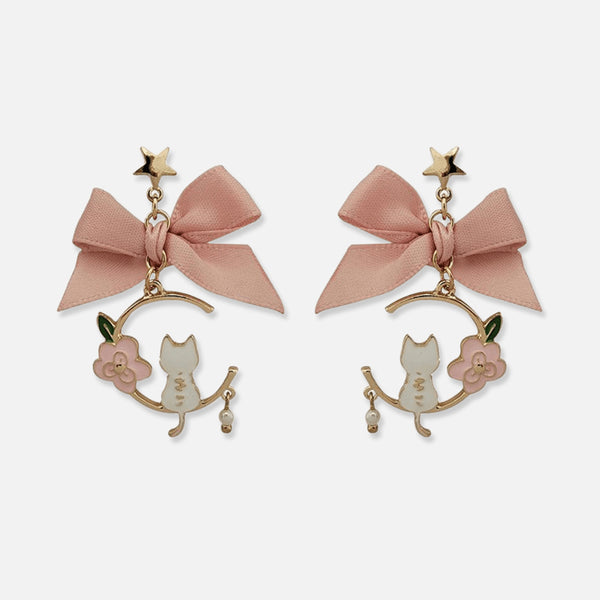 Thaya Cat & Moon Earrings