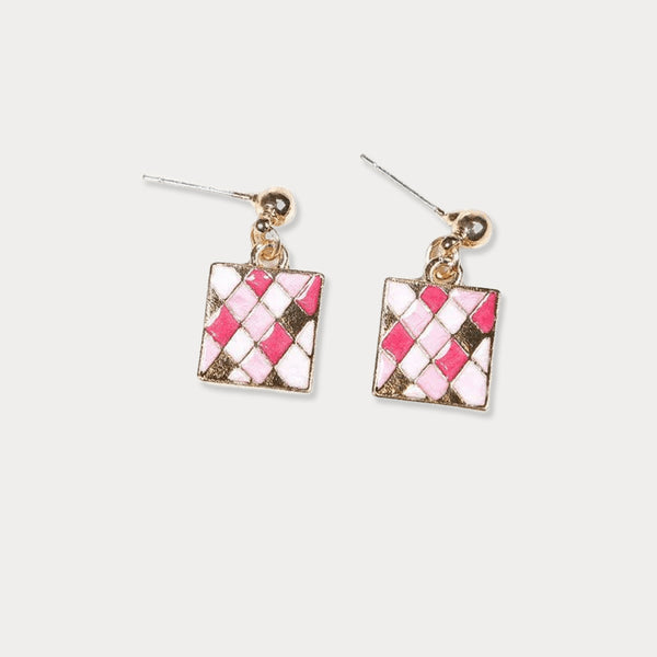 Thaya Pink Geometric Mosaic Earrings