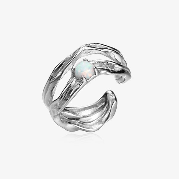 Manchette d'oreille en opale texturée découpée en argent 925 Thaya