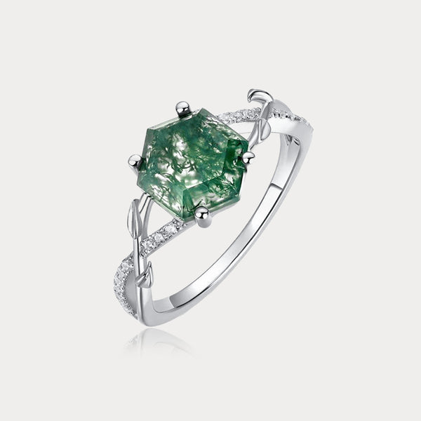 Thaya S925 Silver Moss Stone Ring
