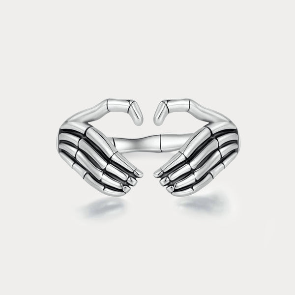 Thaya Halloween Heart Skull Hand Open Ring