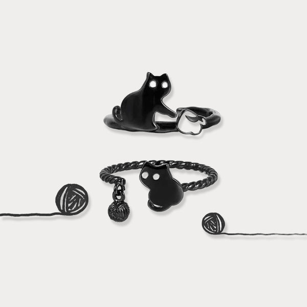 Thaya Black Cat Rings
