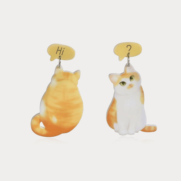 Thaya Cat & Butterfly Dangle Earrings