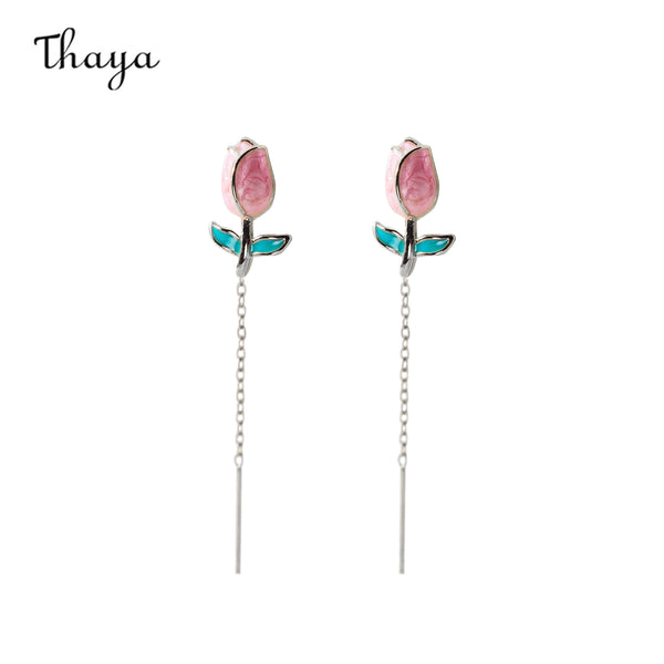 Thaya 925 Silver Blossoming Beauty Tulip Earrings