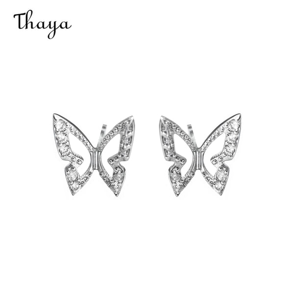 Thaya 925 Silber Funkelnde Schmetterlings-Diamant-Ohrringe