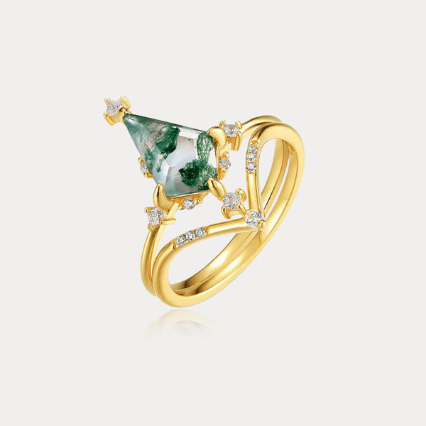 Thaya Green Moss Stone Ring