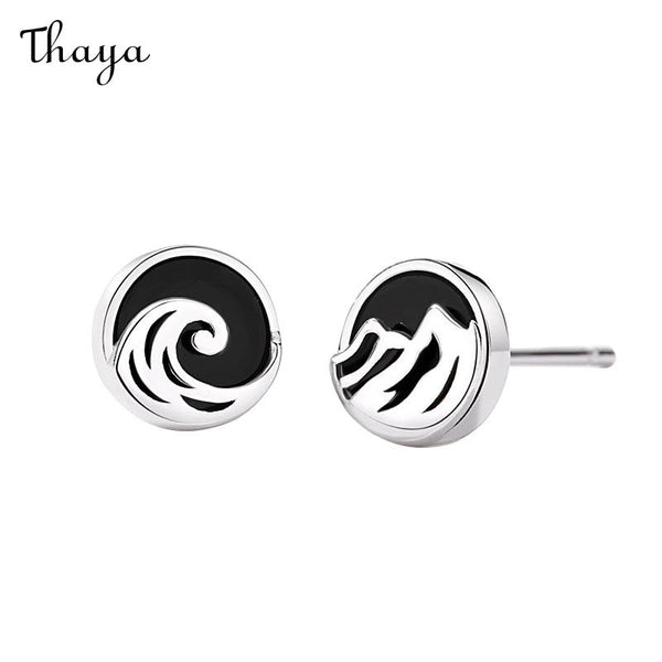 Thaya 925 Silver Mountains Seas Couple Stud Earrings