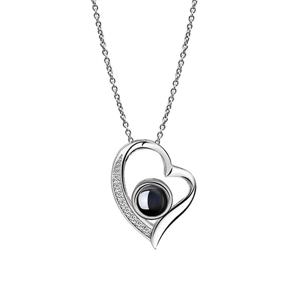 Thaya 925 Silver Personalized Lattice Heart Photo Necklace
