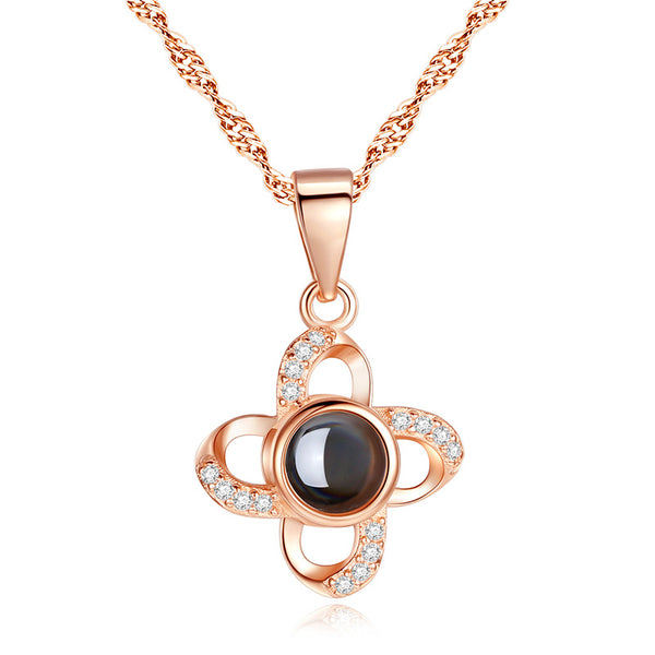 Thaya 925 Silver Personalized Quadrifolium Photo Necklace
