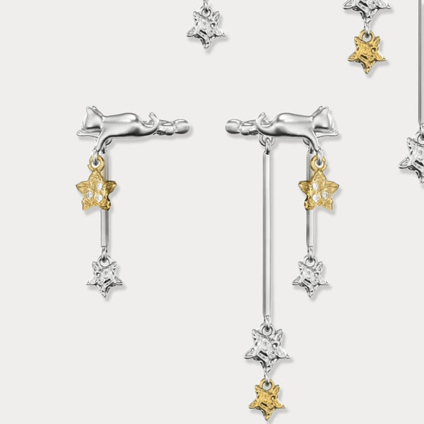 Boucles d'oreilles et collier à pampilles Thaya Starlight Love Cat