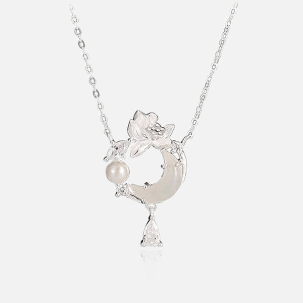 Thaya 925 Silber Lotus Mond Halskette
