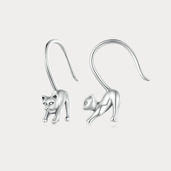Thaya 925 Silver Cute and Naughty Cat Earrings