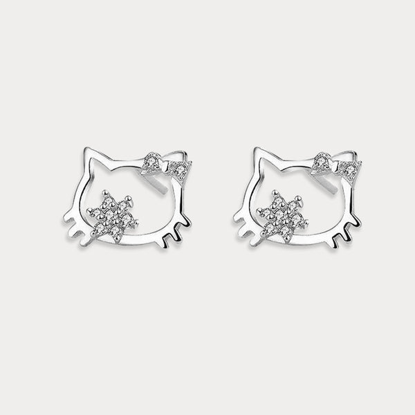 Thaya 925 Silver Creative Kitty Cat Earrings
