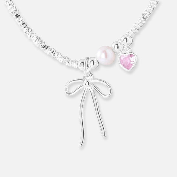 Thaya Halskette mit rosa Herzschleife, 925 Silber