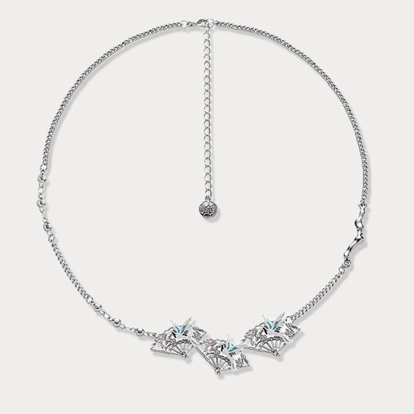Thaya Colorful Zirconium Crane Fan Necklace