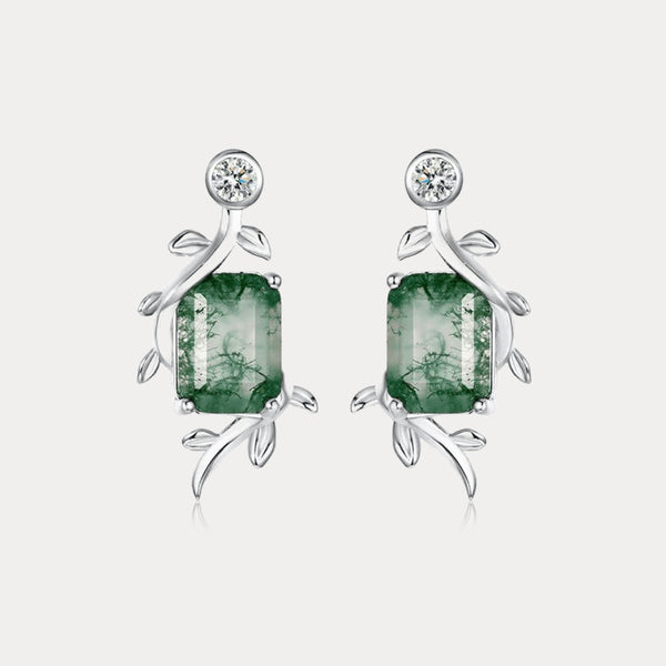 Thaya S925 Silver Moss Stone Earrings