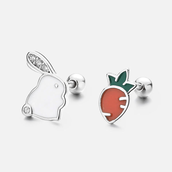 Thaya 925 Silver Bunny Carrot Stud Earrings