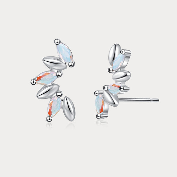 Thaya Opal Blatt Design Ohrringe