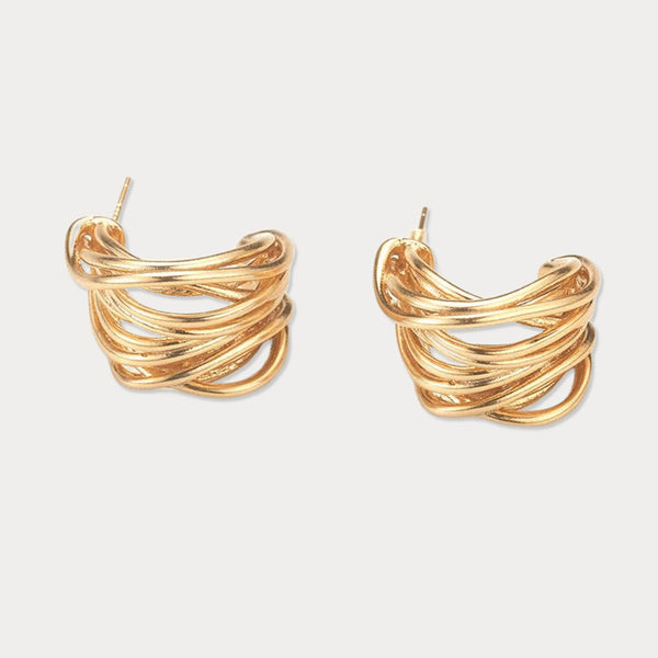 Thaya Multi-Layer Wire Wrapped C-Shaped Earrings