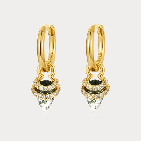 Thaya S925 Silver Green Moss Stone Earrings