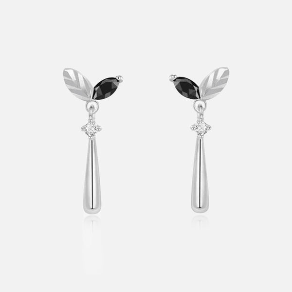 Thaya 925 Silver Leaf Diamond Stud Earrings