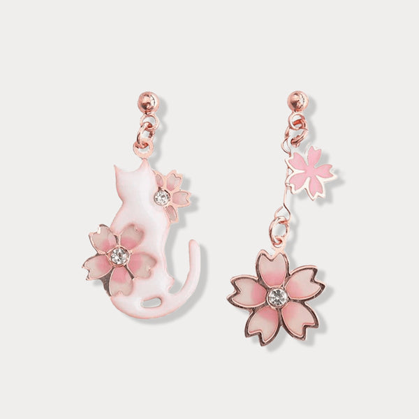 Thaya Cute Cat Flower Earrings