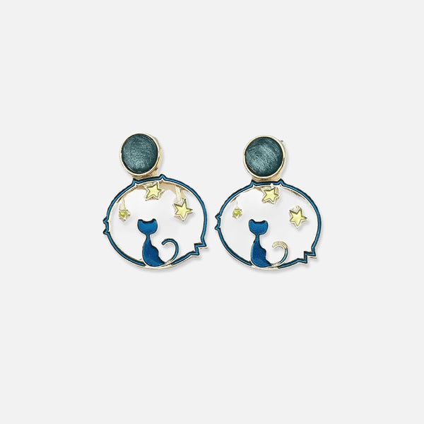 Thaya Cat & Stars Earrings
