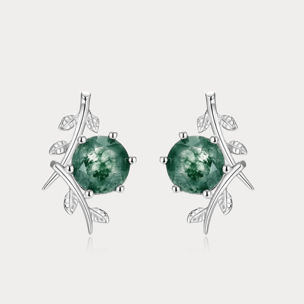 Thaya S925 Silver Green Moss Stone Earrings