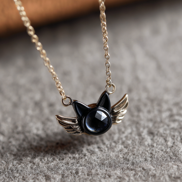 Thaya Onyx Black Cat Elf Necklace