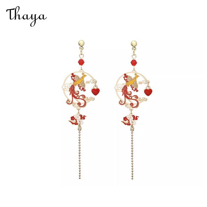 Thaya Auspicious bunte Phönix-Quasten-Ohrringe