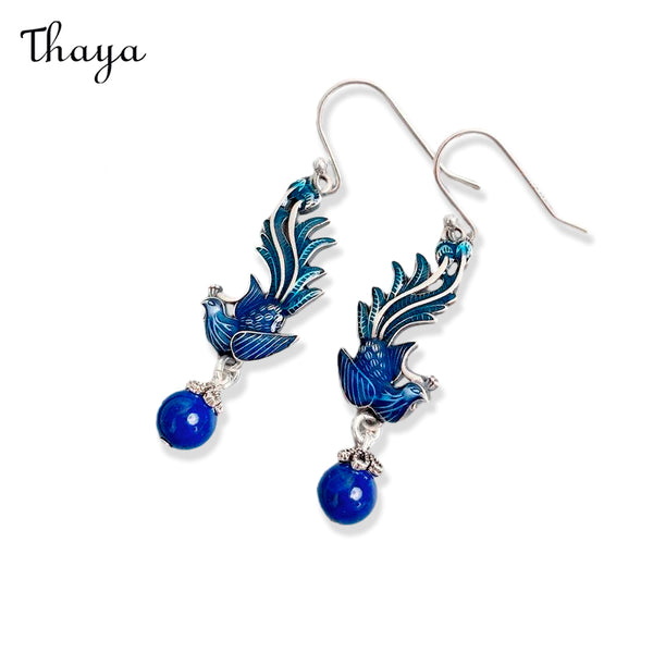 Thaya Blue Phoenix Tassel Earrings