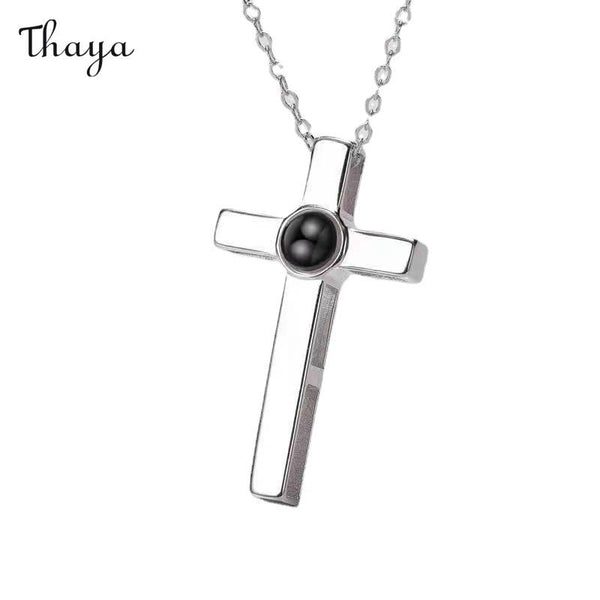 Thaya Personalized Sacred Cross Photo Necklace