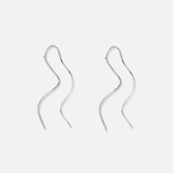 Thaya Textured Waving Tassel Long Earrings