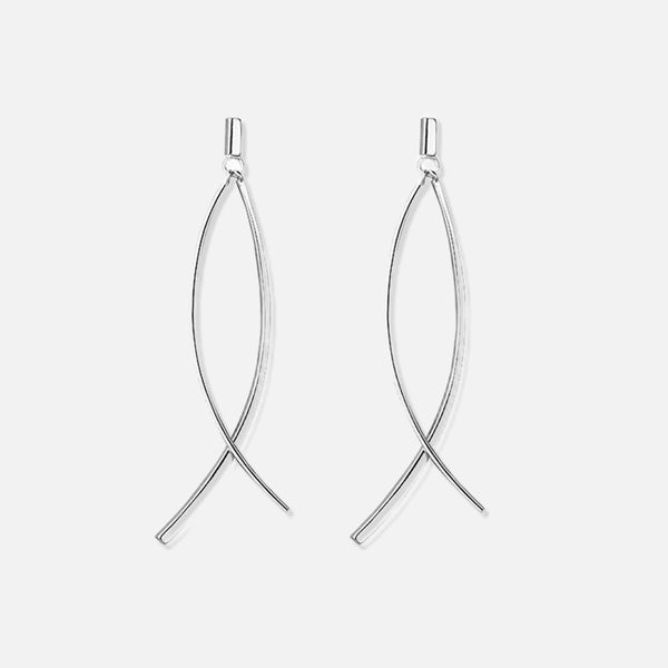 Thaya Line Cross Earrings