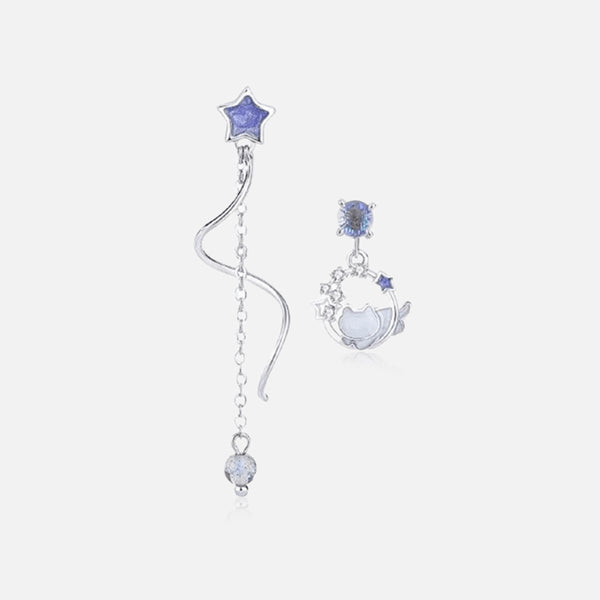 Thaya 925 Silver Astral Whisker Meow Earrings