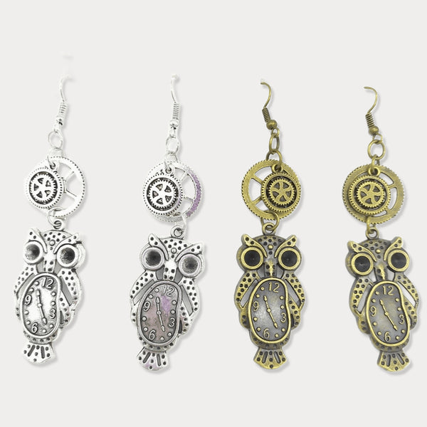 Thaya Owl Steampunk Earrings