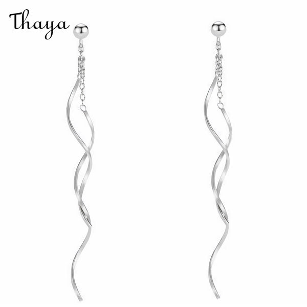 Thaya 925 Silver Spiral Line Earrings