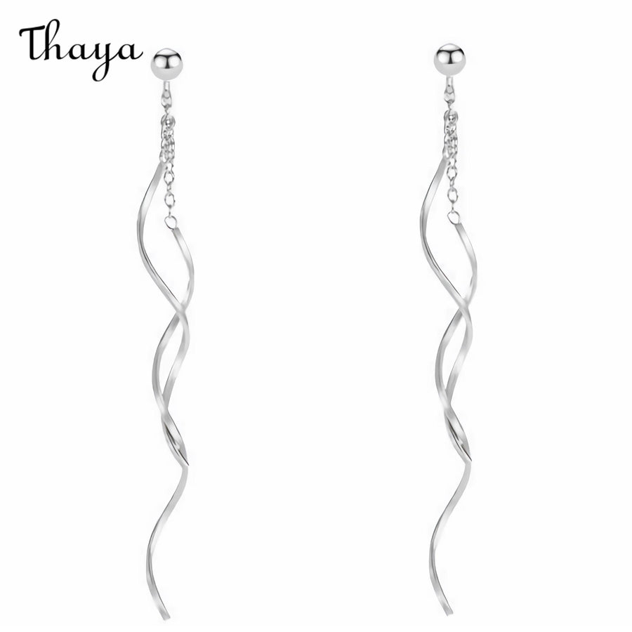 Thaya 925 Silver Spiral Line Earrings