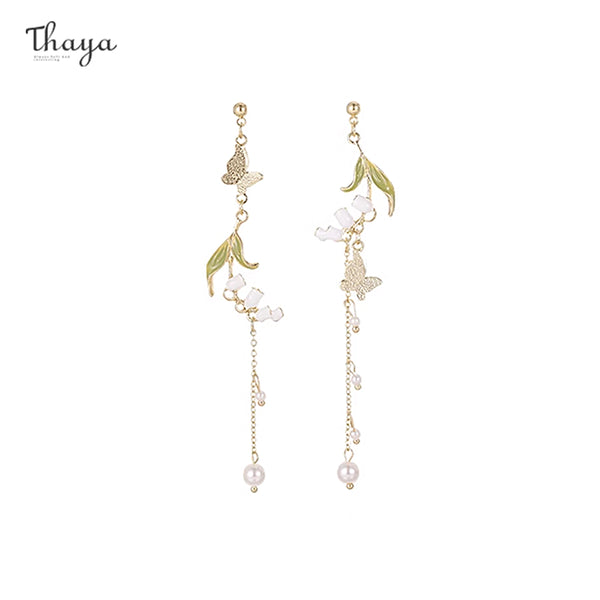 Thaya Pastoral Style Butterfly And Flower Earrings