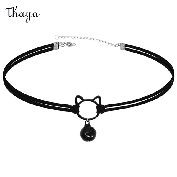 Thaya Dark Cat Bell Necklace