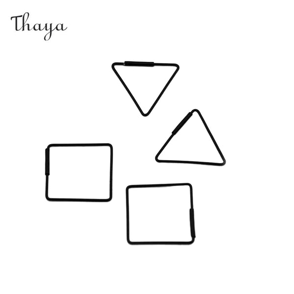 Thaya Dark Folded Geometric Triangle Square Stud Earrings
